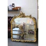 18th century Rococo Style Gilt Framed Overmantle Mirror, 108cms x 94cms