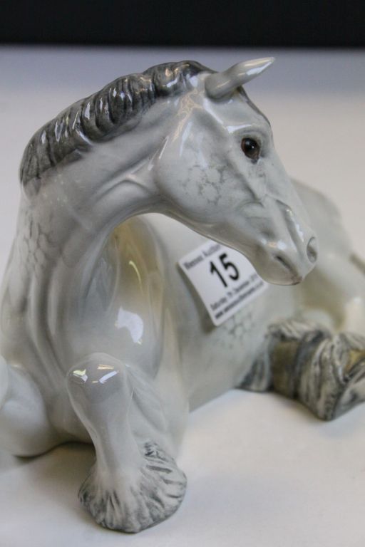 Beswick ceramic model of a Grey Shire Horse lying down, number 2459 - Image 2 of 4