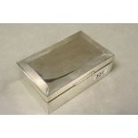 Hallmarked Silver Art deco style Cigarette box with Cedar lined interior & engine turned