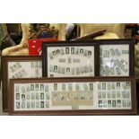 Four framed & glazed Cigarette card displays, all Sporting themed