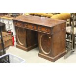 Victorian Mahogany Twin Pedestal Desk with Three Drawers and Two Cupboards to Plinths, 120cms long x