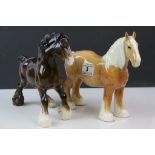 Two Beswick ceramic Shire Horses to include; 818 Palomino by Arthur Gredington