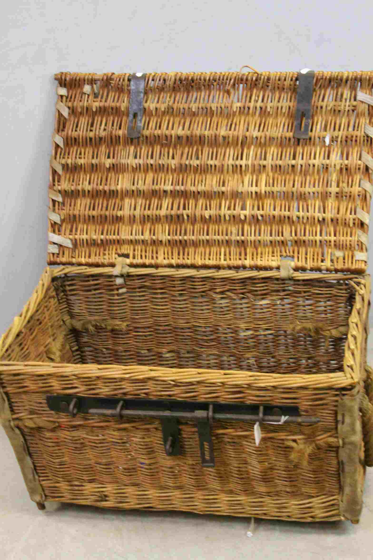 Vintage Wicker Basket with Iron Mounts and Rope Handles, marked to base ' Frank Cobbett & Sons - Image 2 of 3