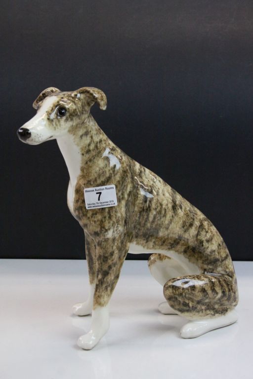 Winstanley ceramic model of a Greyhound type Dog, numbered 8 to base, stands approx 32cm