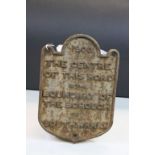 Cast Iron Southwark Road Boundary plaque circa 1900, measures approx 33 x 22.5cm