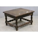 19th century Oak Footstool with Barley-Twist Supports, 41cms wide x 25cms high