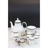 Royal Doulton Sarabande coffee set and four separate coffee cans