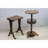 Circular Side Table with Galleried Shelf together with another Mahogany Side Table