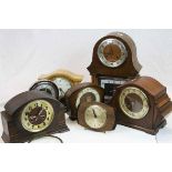 Eight mid 20th century bracket clocks, to include Westminster Chime