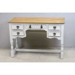 Part Painted Desk / Dressing Table with Five Drawers, 107cms long x 74cms high