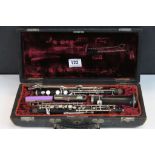 Vintage cased Clarinet by "Kohlert's Sohne", with spare reeds etc