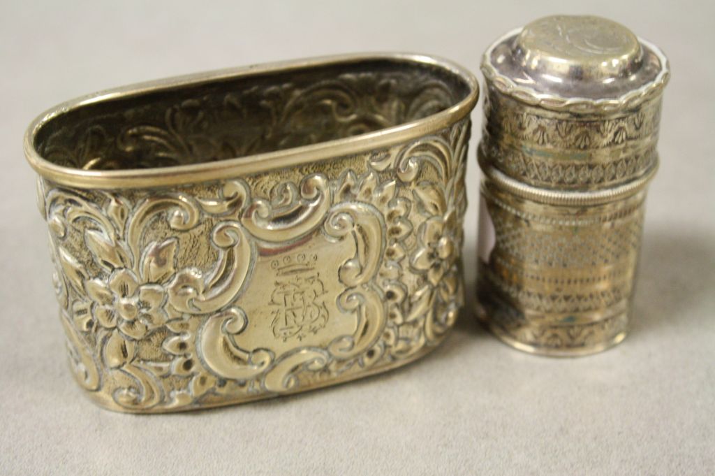 Victorian Hallmarked Silver base to hip Flask with Floral decoration plus a 19th Century Dutch - Image 4 of 5