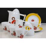 Contemporary surrealist style coffee set, cups, saucers etc