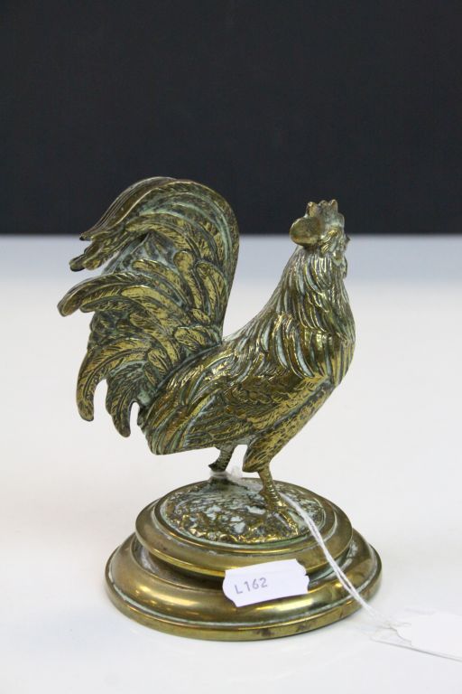 Vintage detailed brass model of a cockerel stands approx 13cm - Image 3 of 3