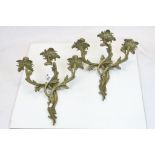 Pair of three branch wall sconces/candelabra