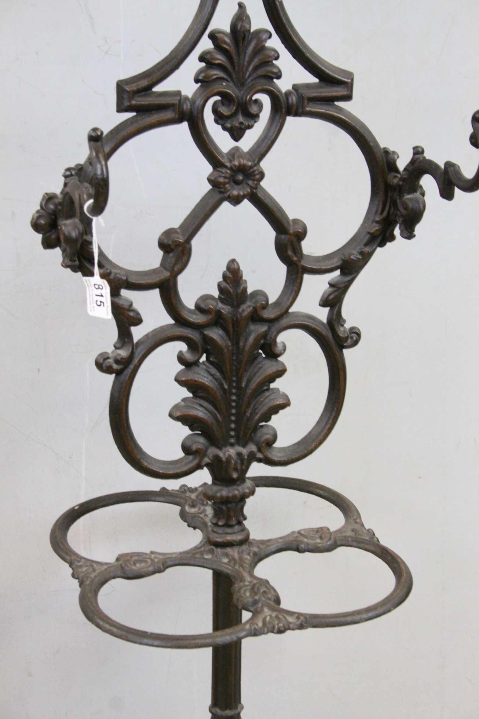 Reproduction Victorian Metal Cloak / Hall Stand with Four Hooks and Four Stick Compartments, - Image 3 of 4