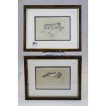 Cecil Aldin A Pair of Illustration prints of snoozing dogs, bearing signatures