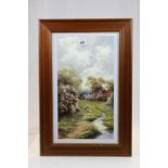 Framed & glazed Oil on board of a Village scene, signed G Webb 1919 and measuring approx 46 x 25cm