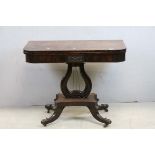 Regency Mahogany Tea Table on a Lyre Support and Swept Legs, 90cms wide
