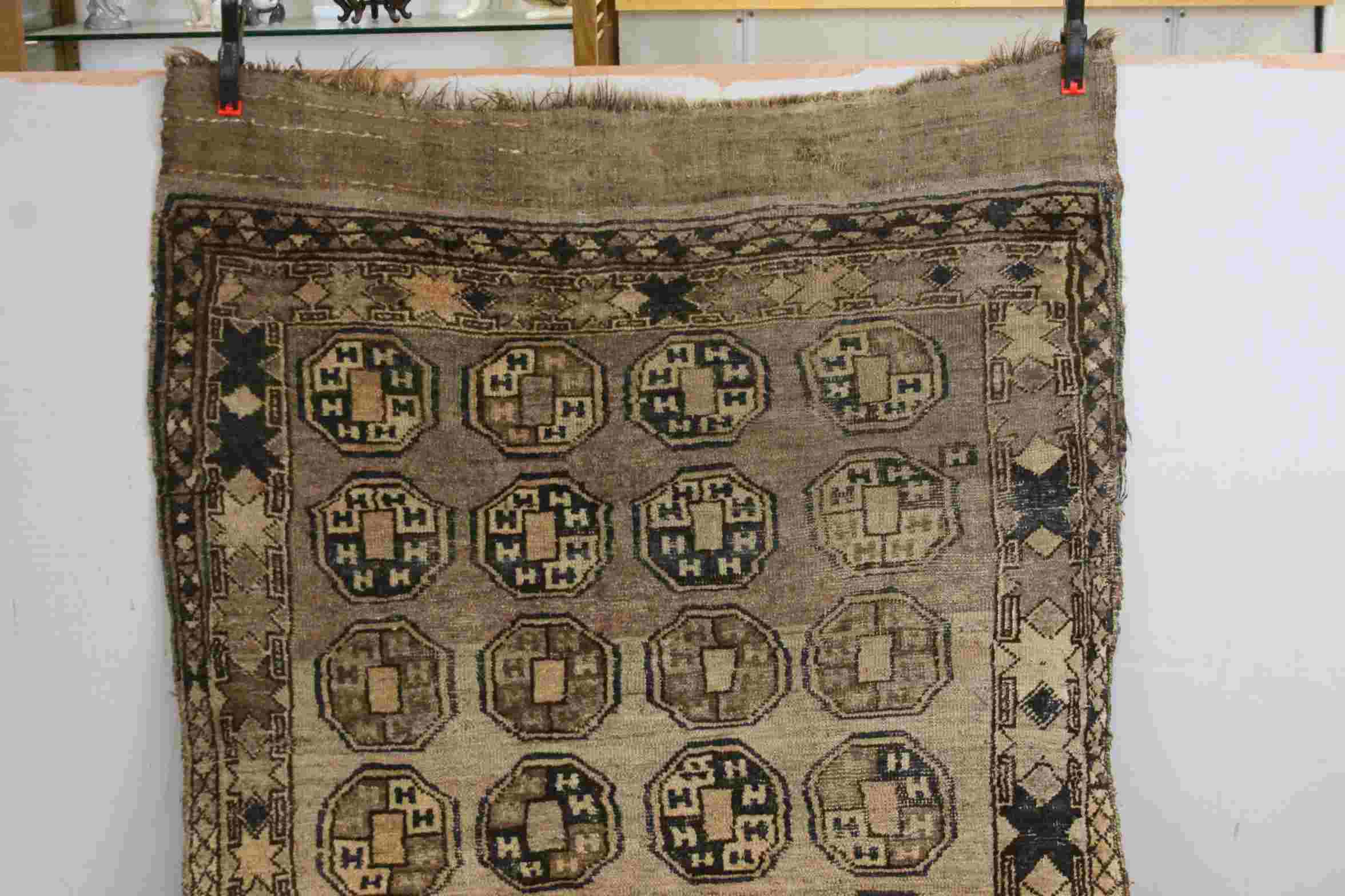 19thcentury Afghan Nomad Rug with old label to reverse, 295cms x 123cms - Image 2 of 5