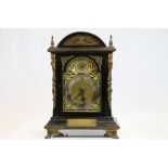 Late 19th Century presentation Bracket Clock in Ebonized Wooden case with Gilt metal detailing,