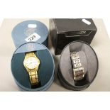 Two boxed Gents Citizen Eco drive Wristwatches to include WR50 & Tank style with Booklet