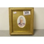 19th century gilt framed and glazed miniature watercolour, of old lady