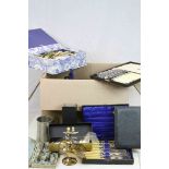 Quantity of mainly boxed silver plated flatware, pewter tankard etc