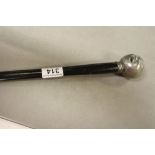 A novelty walking stick handle in the form of a man's head, item converted to letter opener