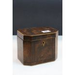 19th Century octagonal Rosewood veneer Tea Caddy, lacks lock & interior, measures approx 17 x 13.5 x