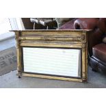 Regency Gilt Framed Overmantle Mirror, 111cms long x 62cms high