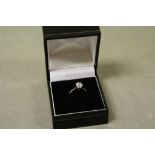 An 18ct white gold single stone diamond ring of 70 points approx