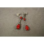 A pair of silver and enamel Art Deco style drop earrings