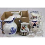 Quantity of ceramic jugs to include Losolware, Keeling & Co graduated ironstone jugs and a