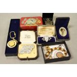 Small collection of vintage Costume jewellery & other items to include Silver, Coronation OXO tin