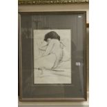 David Smith RE attributed framed pastel portrait of a nude female in recline