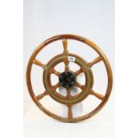 Italian wood & brass Ship's Wheel, maker marked "Stazo" & approx 50cm diameter