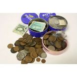 Bag of mixed vintage Coins & Banknotes to include Silver