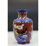 20th C large Cloisonné flower decorated vase