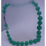 Vintage apple Jade bead necklace with graduating beads, 16" long with locking clasp, knotted