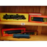 Hornby Tri-ang, boxed Evening Star and tender, green, boxed AA4 Diesel, boxed R444CN a train model