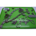 Amount of marcasite items including brooches and earrings,