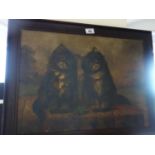 Adrienne Lester, oil painting on canvas, in oak frame 2 kittens seated on a wall, 22" x 15.5" signed