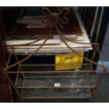 Gilt wall hanging unit, antique style with 3 glass shelves, est 20-50