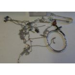 Amount of silver items to include 4 x silver chains and pendants, pair of silver cuff links and