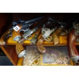 Collection of 8 x assorted antique style pistols most with moving parts,