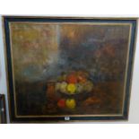 Patricia Espir, large oil painting on canvas, a still life of oranges and fruit entitled Bowl of