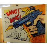 Dave White, a large limited edition print, Bang Bang, printed in colours with diamond dust