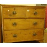 Pine Regency period chest of 2 short and 2 long drawers with later top,