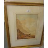 S Prout, f/g watercolour Mountainous scene with single figure and 3 cows, signed JS Prout and